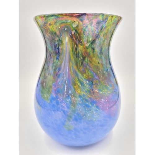 233 - A mottled studio glass vase - approx. 20cm high