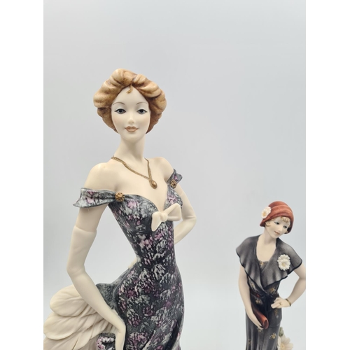 233B - Two Giuseppe Armani figurines, Lady With Fan - approx. 33cm high and one Daisy - approx. 23cm high