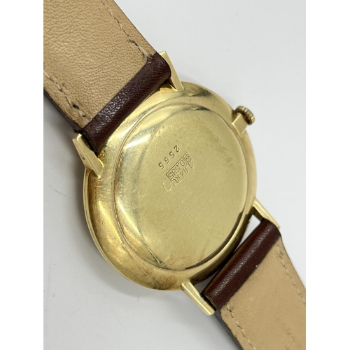 1134A - A 1966 14ct gold cased mechanical men's wristwatch retailed by Sanford Bros. with ETA cal. P320 move... 