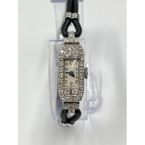 1144A - An Art Deco Tavannes .950 platinum and diamond lady's cocktail watch