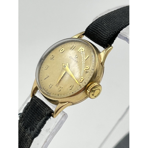 1172 - A 1953 Omega cal. 244 hallmarked 9ct gold mechanical 19mm women's wristwatch with 9ct gold Omega buc... 