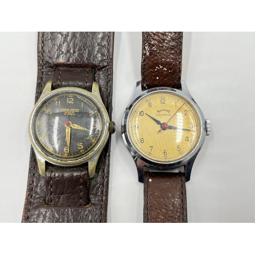 1174B - Two vintage mechanical men's wristwatches, one Vogis Watch Co. and one Services Colonial