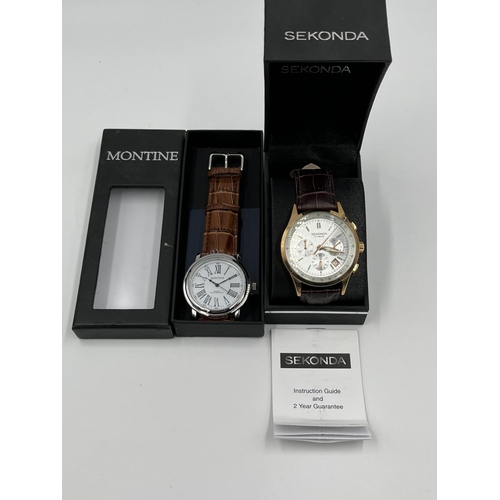 1175 - Two boxed quartz men's wristwatches, one Sekonda chronograph and one Montine