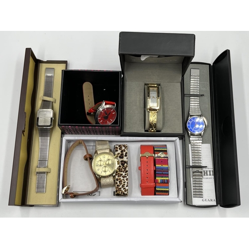 1176 - Five boxed quartz women's fashion watches to include Rennie Mackintosh, Alba etc.