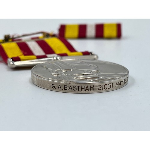 1198B - Three medals, one Voluntary Medical Service presented to G. A. Eastham 21031 May 1987, one UK Armed ... 