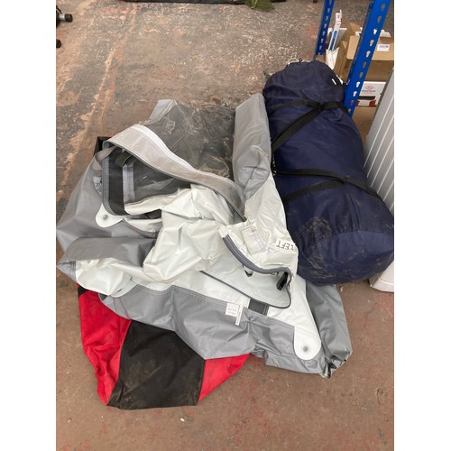 550 - Two bagged pieces of camping equipment, one Lichfield Arapaho 6 person tent and one Fiamma caravan a... 