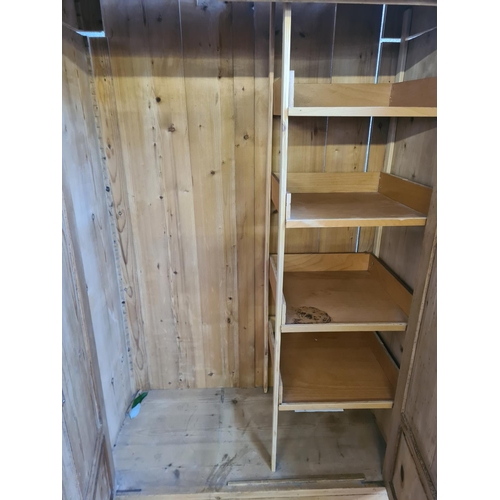 2 - A Victorian style solid pine double wardrobe with lower drawer - approx. 194cm high x 116cm wide x 6... 