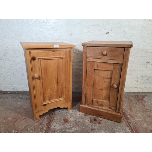 32 - Two modern solid pine bedside cabinets - largest approx. 70cm high x 40cm wide x 34cm deep