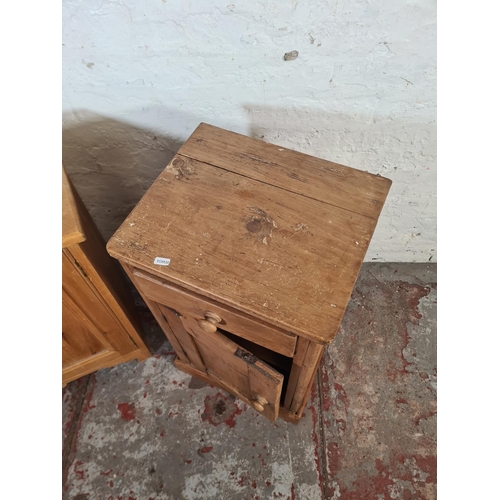 32 - Two modern solid pine bedside cabinets - largest approx. 70cm high x 40cm wide x 34cm deep