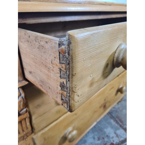 46 - A Victorian pine chest of three drawers - approx. 82cm high x 96cm wide x 54cm deep