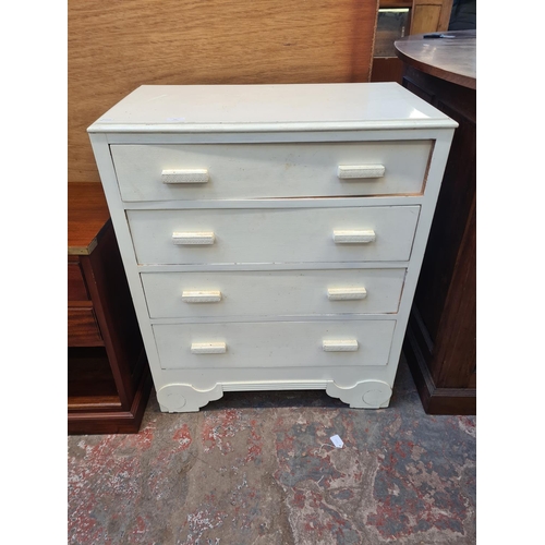 61 - An Art Deco style white painted chest of four drawers - approx. 90cm high x 74cm wide x 42cm deep