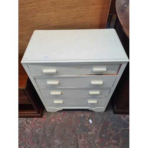 61 - An Art Deco style white painted chest of four drawers - approx. 90cm high x 74cm wide x 42cm deep