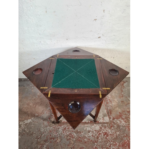 7 - A late Victorian inlaid rosewood envelope games table - approx. 75cm high x 55cm square