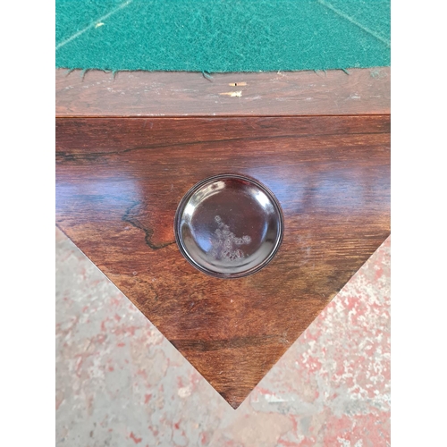 7 - A late Victorian inlaid rosewood envelope games table - approx. 75cm high x 55cm square