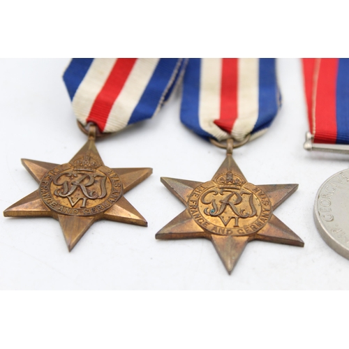 1162 - Five WWII medals, two France and Germany Stars, two Defence and one War