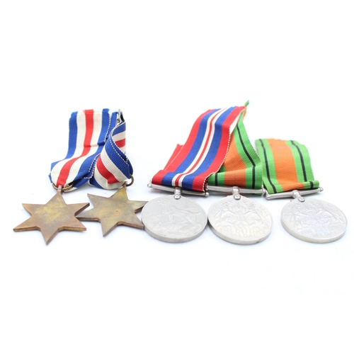 1162 - Five WWII medals, two France and Germany Stars, two Defence and one War