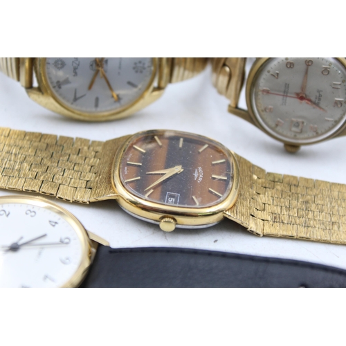 1222 - Five vintage mechanical men's wristwatches to include Rotary, Avia etc.