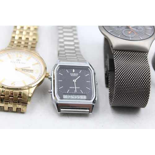 1223 - Five quartz men's wristwatches to include Casio, Accurist etc.