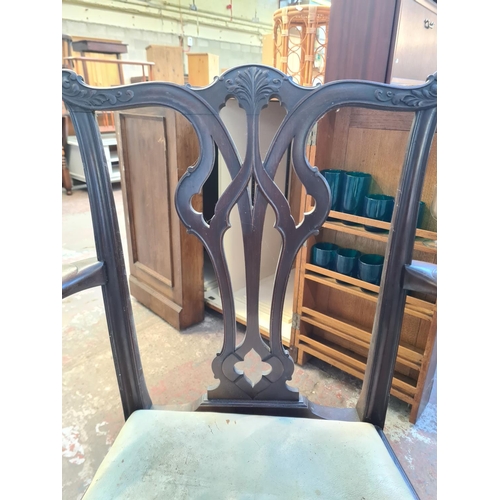 68 - A 19th century mahogany wind out dining table and four Chippendale style mahogany dining chairs - ta... 