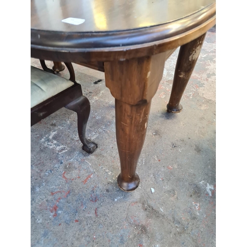 68 - A 19th century mahogany wind out dining table and four Chippendale style mahogany dining chairs - ta... 