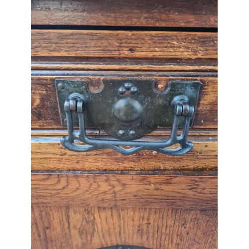 72 - An Art Nouveau oak mirror back sideboard - approx. 196cm high x 122cm wide x 45cm deep