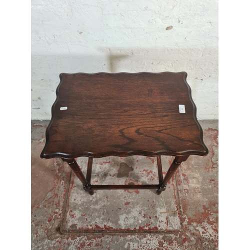 85 - An early 20th century oak rectangular pie crust edge side table - approx. 75cm high x 56cm wide x 40... 