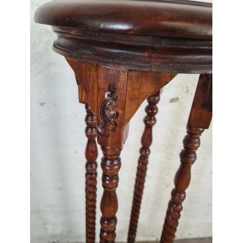 86 - A 19th century style mahogany bobbin turned two tier jardinière stand - approx. 102cm high x 27cm di... 