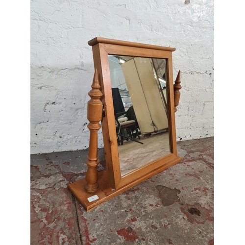 91 - A Victorian style pine dressing table mirror - approx. 67cm high x 61cm wide x 15cm deep