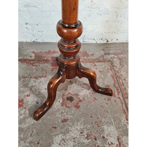 97 - A 19th century mahogany and marquetry inlaid octagonal side table with tripod pedestal support - app... 