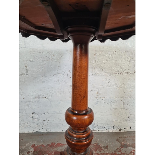 97 - A 19th century mahogany and marquetry inlaid octagonal side table with tripod pedestal support - app... 