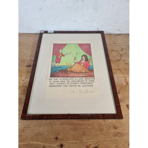 144 - A framed Glen Baxter original pen and crayon drawing, pencil signed and dated 2001, commissioned for... 