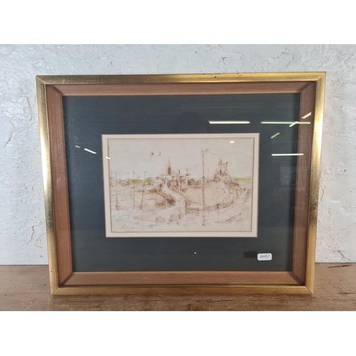 147 - A framed Harold Riley pastel and ink sketch, signed and dated 1969 - approx. 48cm high x 39cm high