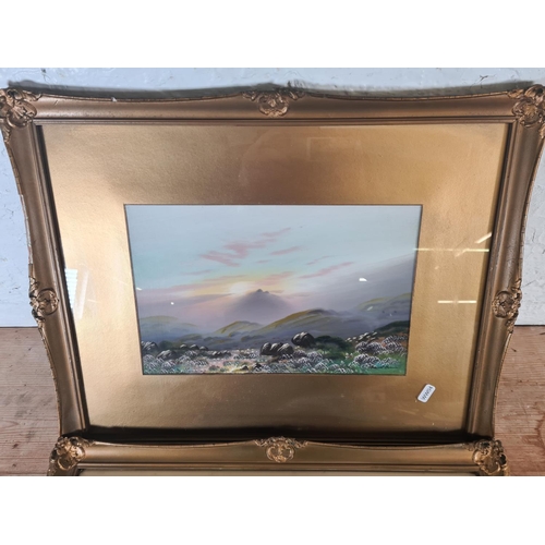 149 - Two early 20th century gilt framed oil paintings of landscape scenes, signed lower right - both appr... 