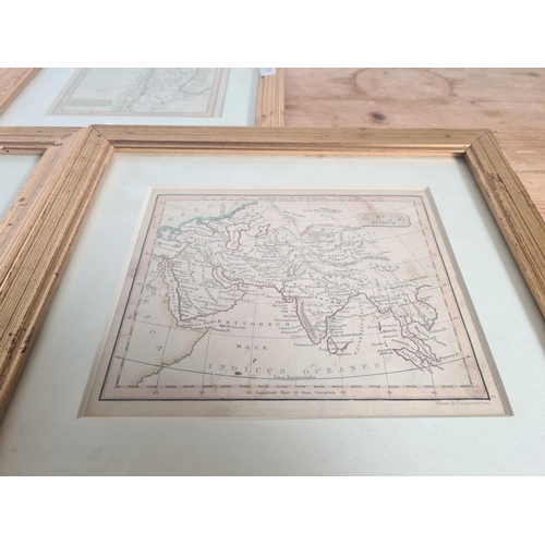 149B - Five 19th century gilt framed map prints - approx. 25cm x 22.5cm