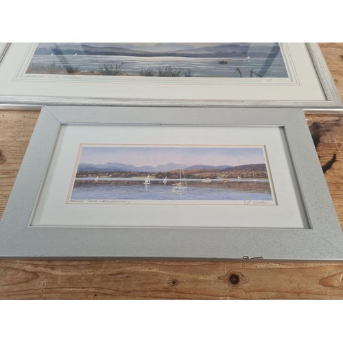 157 - Five framed pencil signed waterside prints to include three Jeff Sudders 'Windermere In The Moonligh... 