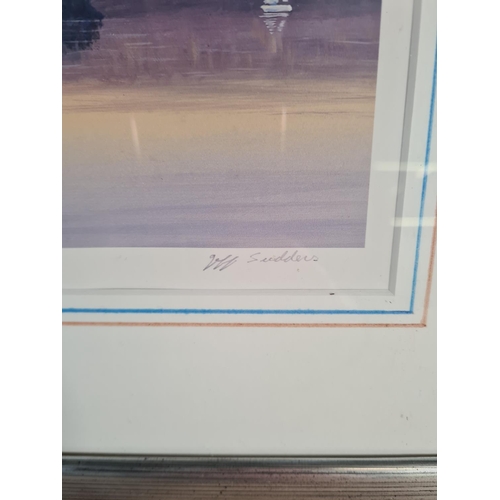 157 - Five framed pencil signed waterside prints to include three Jeff Sudders 'Windermere In The Moonligh... 