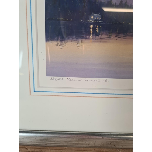 157 - Five framed pencil signed waterside prints to include three Jeff Sudders 'Windermere In The Moonligh... 