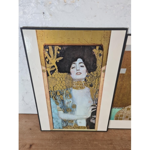 157A - Three framed Gustav Klimt prints - largest approx. 40cm high x 28cm wide