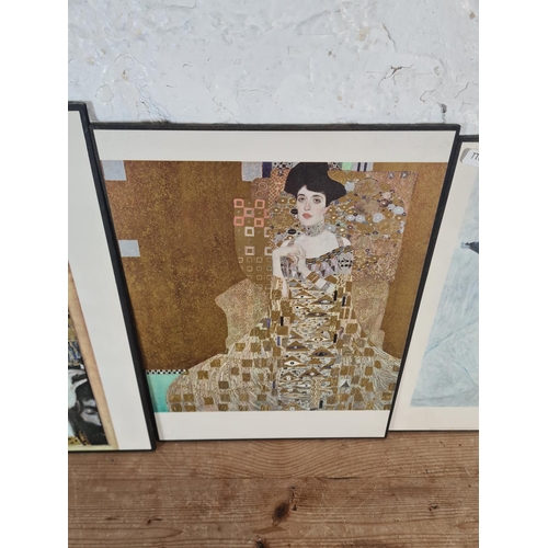 157A - Three framed Gustav Klimt prints - largest approx. 40cm high x 28cm wide