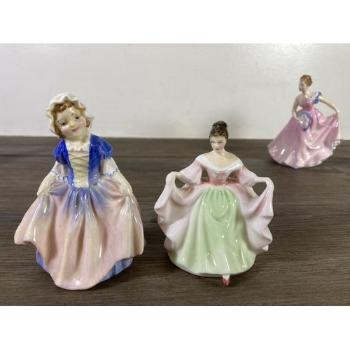 285 - Five Royal Doulton figurines, Birthday Girl HN 3423, Dinky Do HN 1678, Amanda HN 2996, Invitation HN... 