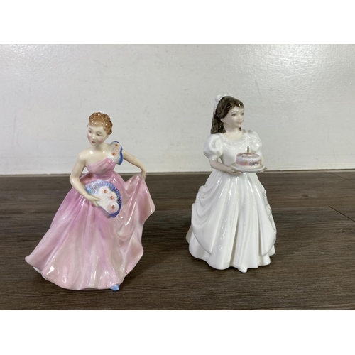 285 - Five Royal Doulton figurines, Birthday Girl HN 3423, Dinky Do HN 1678, Amanda HN 2996, Invitation HN... 