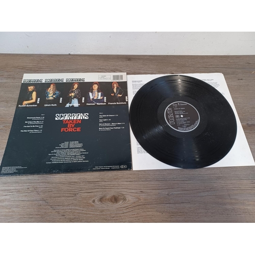 643 - Two Scorpions LP vinyl records, one 'Fly to the Rainbow' (RS1023) and one 'Taken by Force' (NL70081)