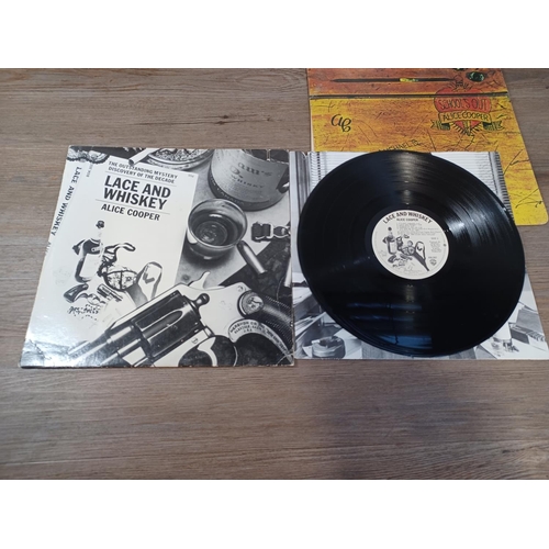 644 - Seven Alice Cooper vinyl records, one 'Pretties for You' (STS 1051 with promo sticker to front cover... 