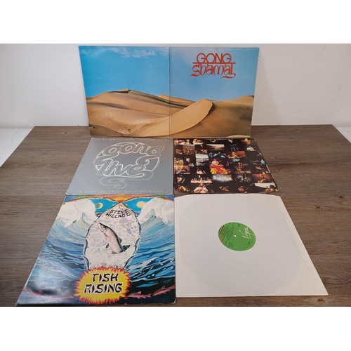 646 - Three Gong related LP vinyl records, one Steve Hillage 'Fish Rising' (V2031), one Gong 'Live Etc.' (... 