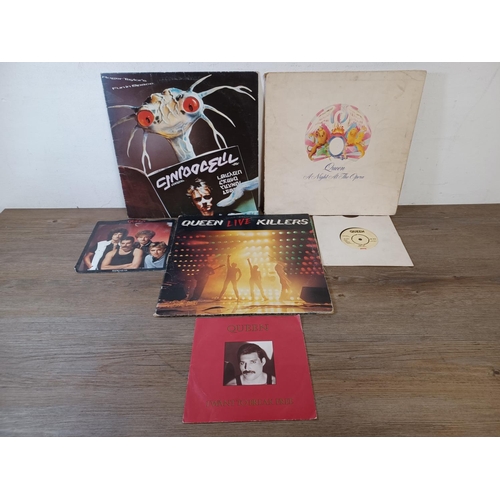 650 - Six Queen related vinyl records to include Queen 'Live Killers' double LP (EMSP 330), Roger Taylor '... 