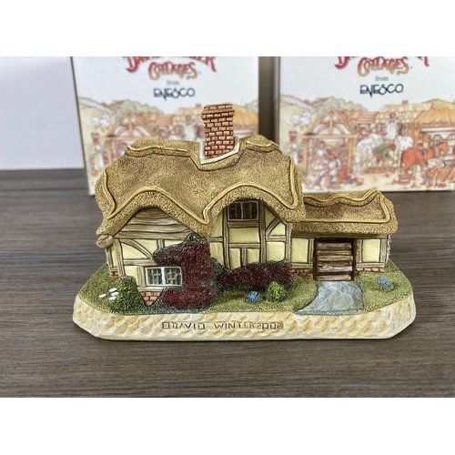 294 - Two boxed Enesco David Winter signed cottages, Limestone Brook and Fair-Well cottage