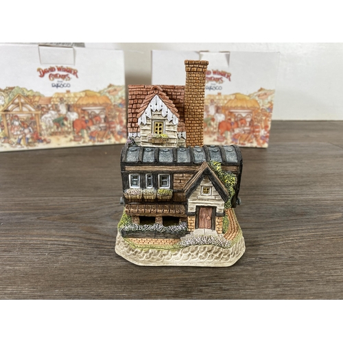 295 - Two boxed Enesco David Winter signed cottages, Old Ironbridge and the Guard's Bank