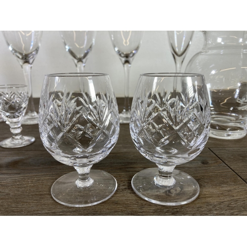 300 - A collection of glassware to include Dartington 16cm jug, six Thomas Webb sherry glasses, Edinburgh ... 