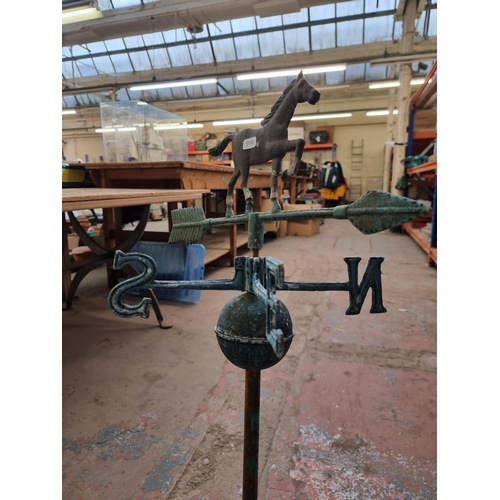 530 - Two 19th century style items, one cast metal weather vane - approx. 95cm high and one wrought iron f... 