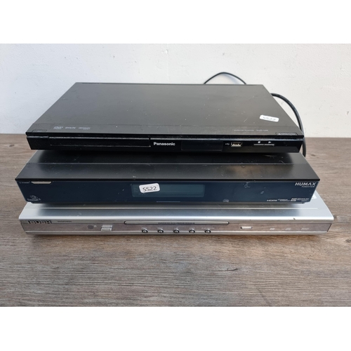 633 - Five items, one Panasonic SC-HTB170 soundbar, one Sony SA-CT60BT soundbar, two DVD players and one H... 